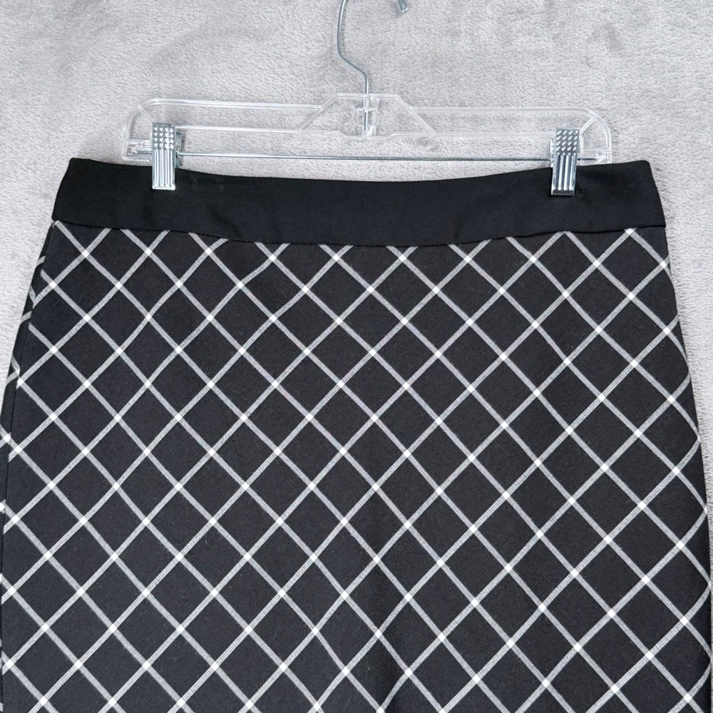 The Limited Pencil Skirt Womens 12 Black White Plaid Grid Career Back Zip Lined - Picture 4 of 11